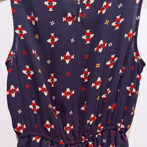 🌸 Forever 21 Navy Printed Sleeveless Peplum Dress – Size Small - Picture 3 of 5